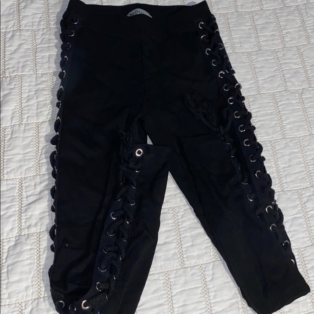 Black string pants